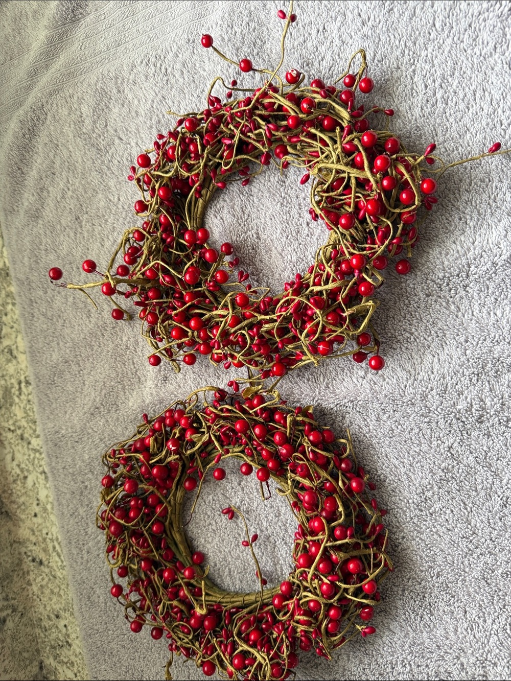 Red Berry Wreath Pair - Festive Decorative Wreaths